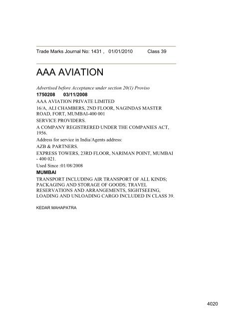 Class 35 to 99 and Notice - Controller General of Patents Designs ...