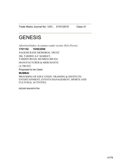 Class 35 to 99 and Notice - Controller General of Patents Designs ...