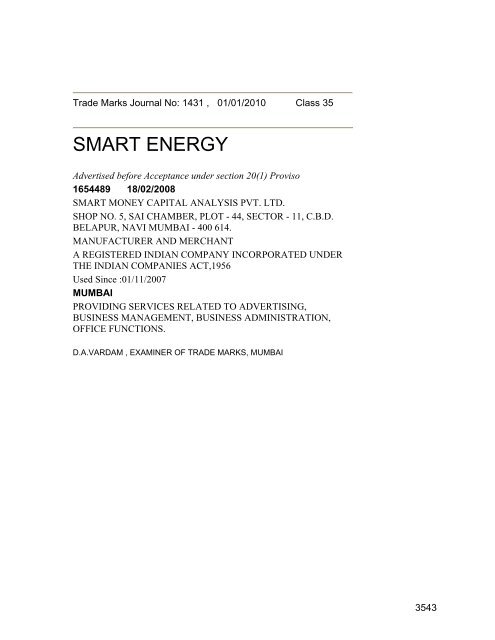 Class 35 to 99 and Notice - Controller General of Patents Designs ...