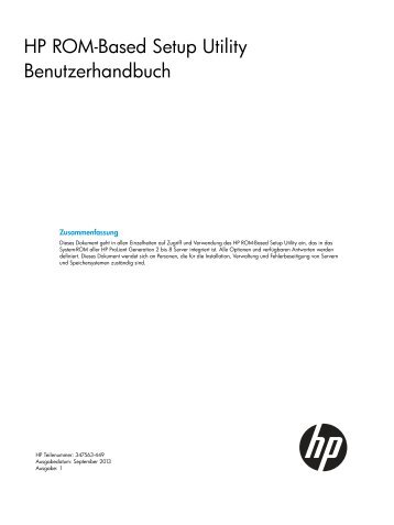 HP ROM-Based Setup Utility Benutzerhandbuch - Hewlett Packard