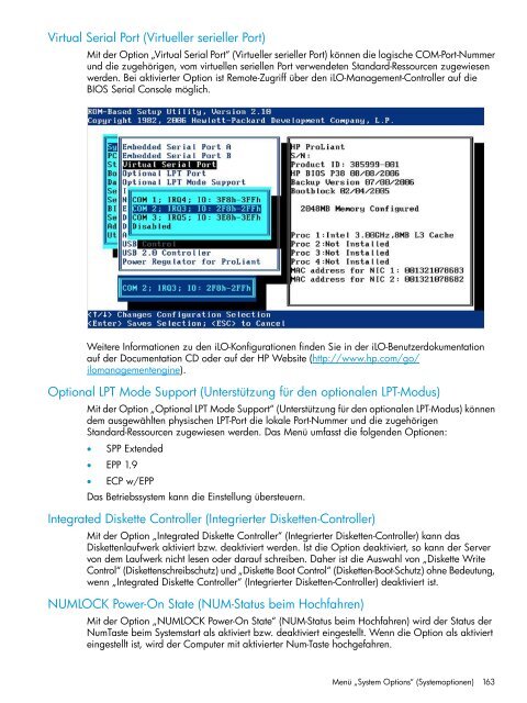 HP ROM-Based Setup Utility Benutzerhandbuch - Hewlett Packard