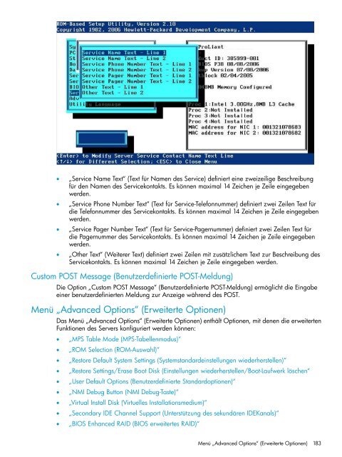 HP ROM-Based Setup Utility Benutzerhandbuch - Hewlett Packard