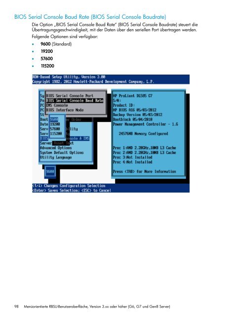 HP ROM-Based Setup Utility Benutzerhandbuch - Hewlett Packard