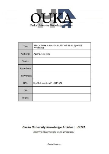 Title STRUCTURE AND STABILITY OF BENCE JONES PROTEINS ...