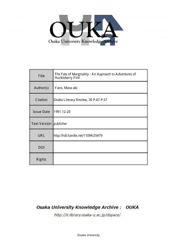 Title The Fate of Marginality : An Approach to ... - Osaka University