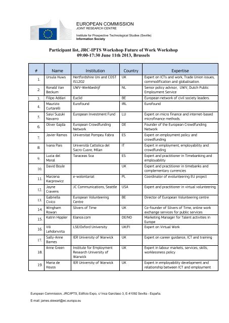 Participants list - JRC - EC - Europa