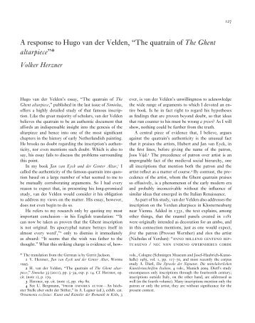 A response to Hugo van der Velden, “The quatrain of The ... - iSites