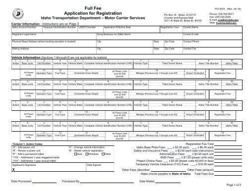 Idaho Full Fee Registration Lication Itd 3033