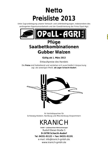 Netto Preisliste 2013 KRANICH - Kranich GmbH