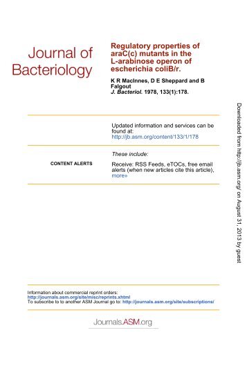 Regulatory Properties of araCU Mutants in the L-Arabinose Operon ...