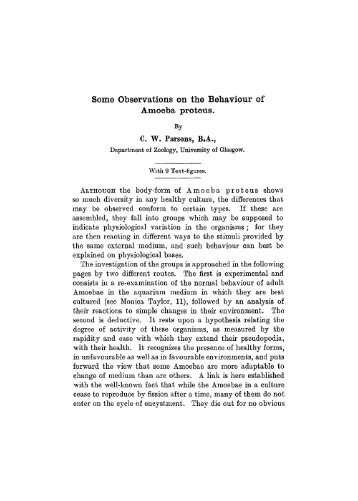 Some Observations on the Behaviour of Amoeba proteus.