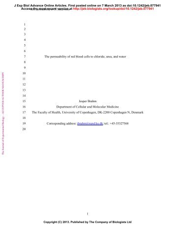 1 1 2 3 4 5 6 The permeability of red blood cells to chloride, urea ...