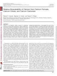 Relative Bioavailability of Calcium from Calcium Formate, Calcium ...