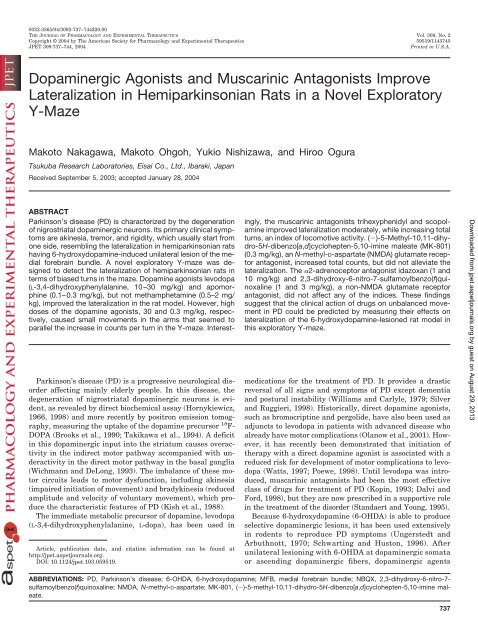 Dopaminergic Agonists and Muscarinic Antagonists Improve ...