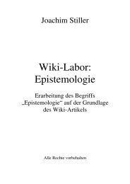 Wiki-Labor: Epistemologie - von Joachim Stiller
