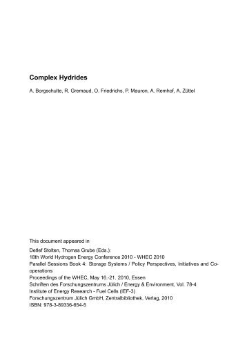 Complex Hydrides - JUWEL - Forschungszentrum Jülich