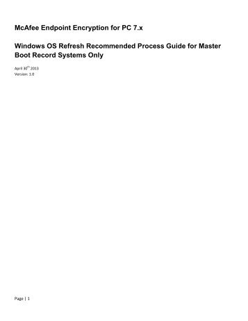 McAfee Endpoint Encryption for PC 7.x Windows OS Refresh ...