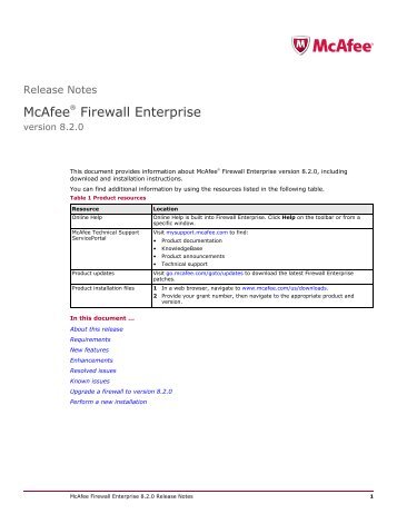Firewall Enterprise 8.2.0 Release Notes - McAfee