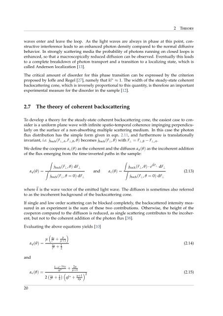 Coherent Backscattering from Multiple Scattering Systems - KOPS ...