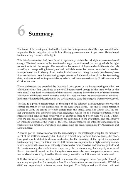 Coherent Backscattering from Multiple Scattering Systems - KOPS ...