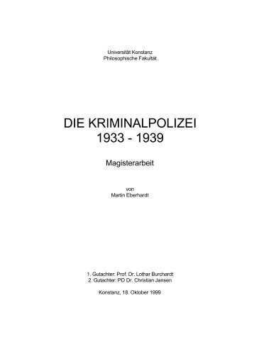 DIE KRIMINALPOLIZEI 1933 - 1939 - KOPS - Universität Konstanz