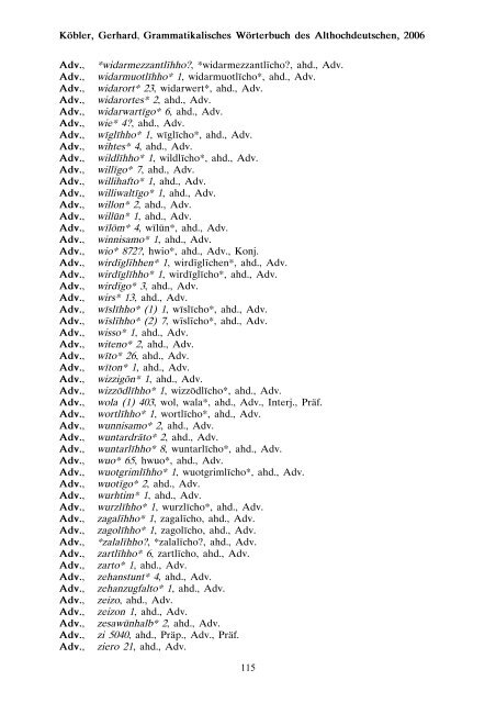 grammatik - althochdeutsch - Koeblergerhard.de