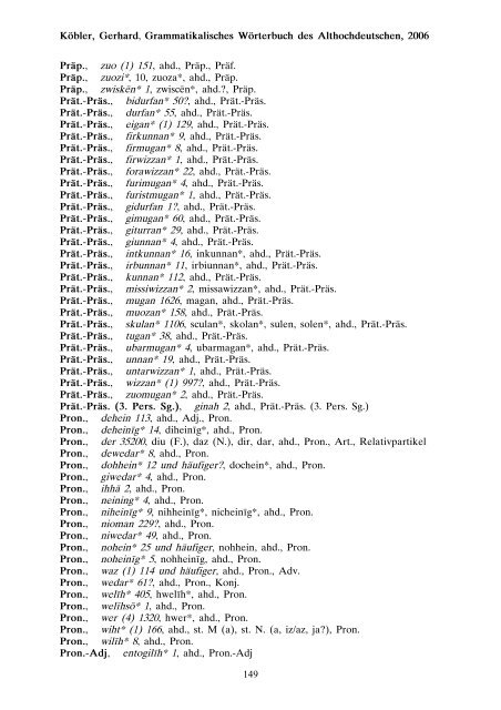 grammatik - althochdeutsch - Koeblergerhard.de