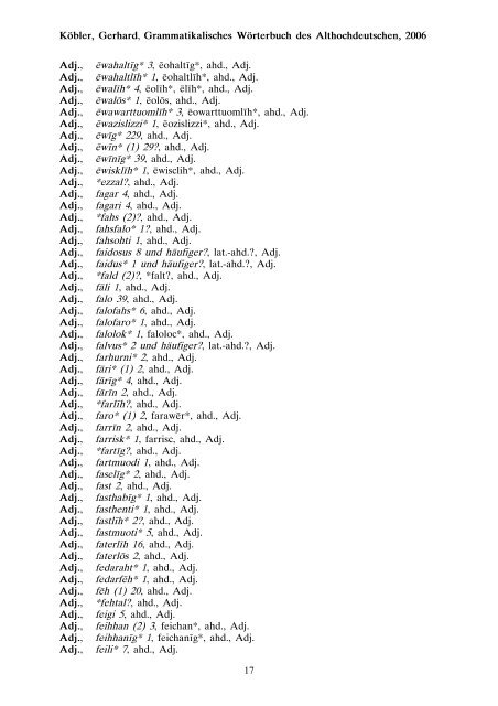 grammatik - althochdeutsch - Koeblergerhard.de