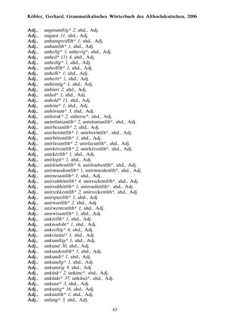 grammatik - althochdeutsch - Koeblergerhard.de