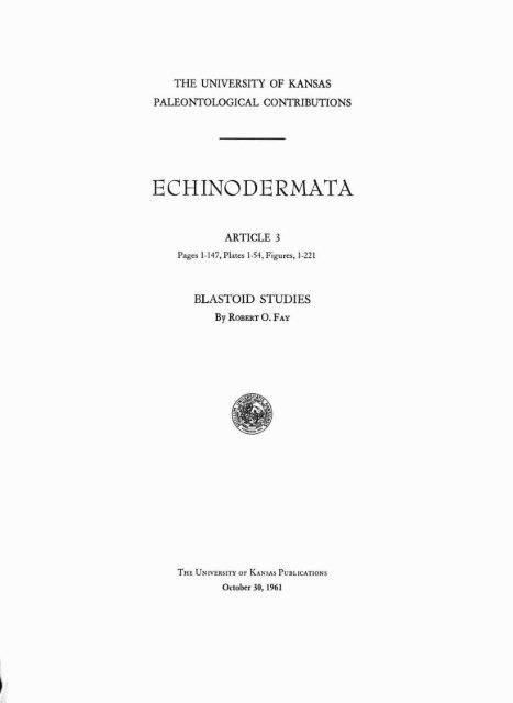 ECHINODERMATA - KU ScholarWorks - University of Kansas