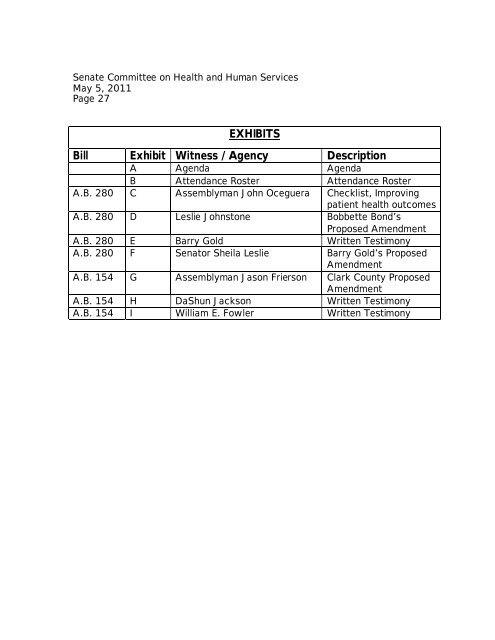 SENATE COMMITTEE MINUTES - Nevada Legislature