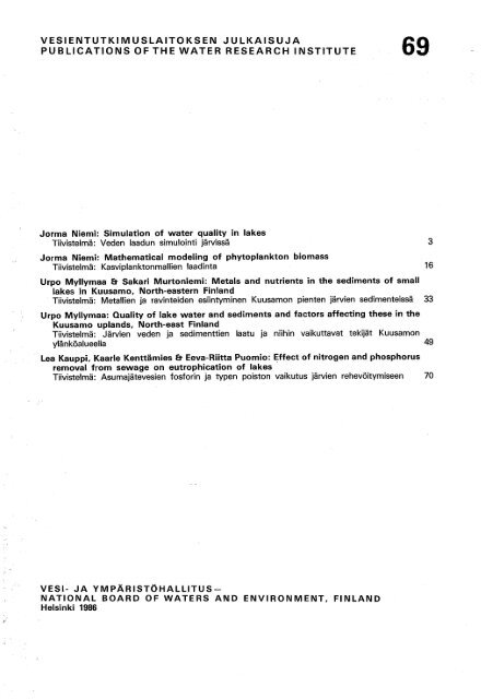 vesientutkimuslaitoksen julkaisuja publications of the water ... - Helda