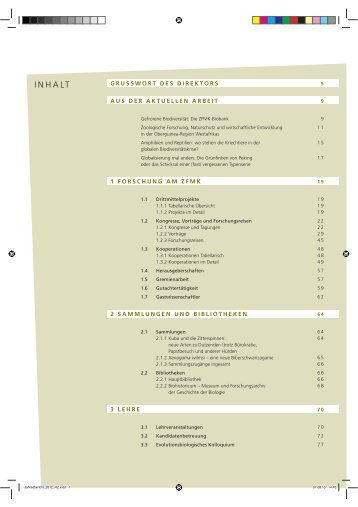 INHALT - Zoologisches Forschungsmuseum Alexander Koenig, Bonn