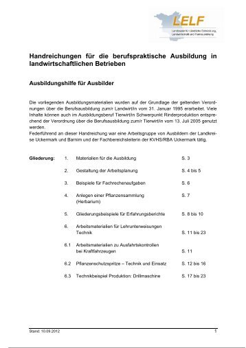 Handreichungen für die berufspraktische Ausbildung in ...