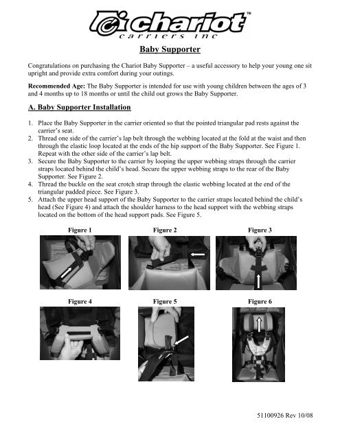chariot carriers baby supporter installation instructions help manual