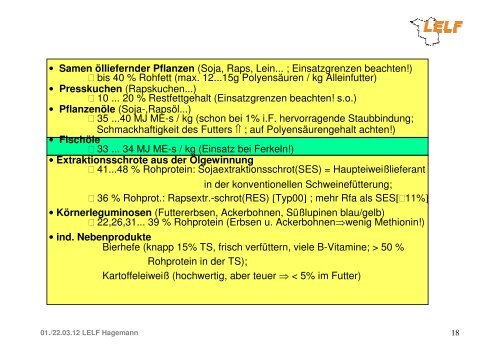 Zur bedarfsgerechten Schweinefütterung - LELF