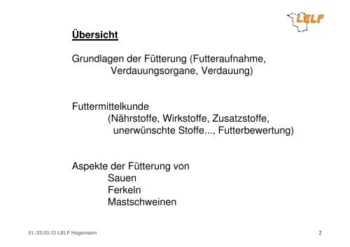 Zur bedarfsgerechten Schweinefütterung - LELF