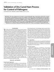 Validation of Dry Cured Ham Process for Control of Pathogens