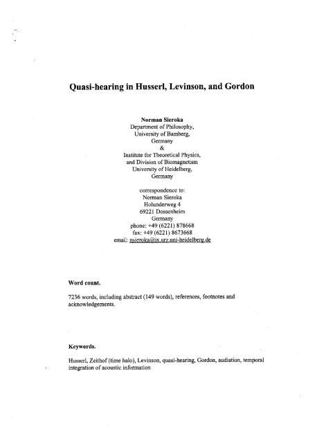 Quasi-hearing in Husserl, Levinson, and Gordon - Thomas Cooper ...