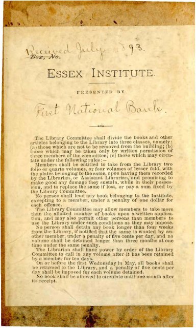 ESSEX INSTITUTE.