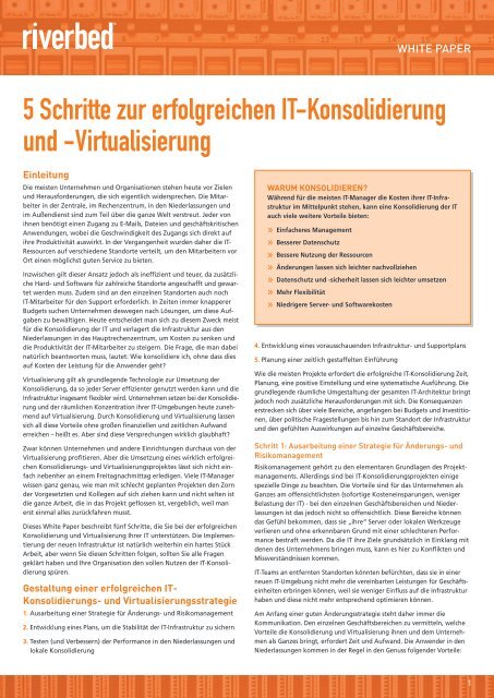 5 Schritte zur erfolgreichen IT-Konsolidierung und -Virtualisierung