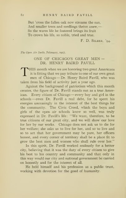 Henry Baird Favill, AB, MD, LL.D., 1860-1916, a ... - University Library