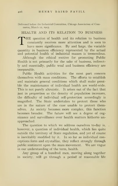 Henry Baird Favill, AB, MD, LL.D., 1860-1916, a ... - University Library