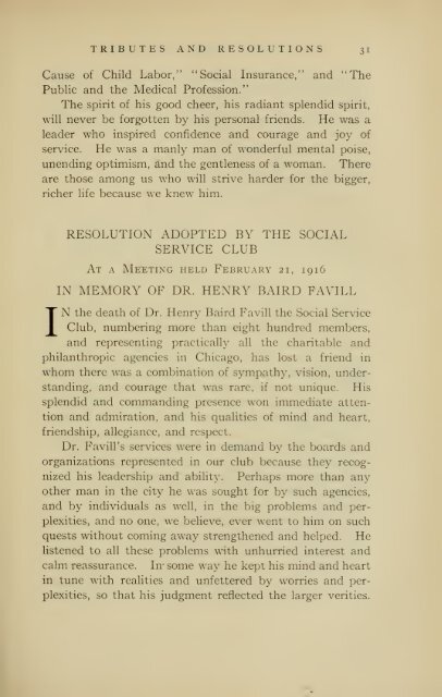 Henry Baird Favill, AB, MD, LL.D., 1860-1916, a ... - University Library