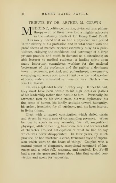 Henry Baird Favill, AB, MD, LL.D., 1860-1916, a ... - University Library