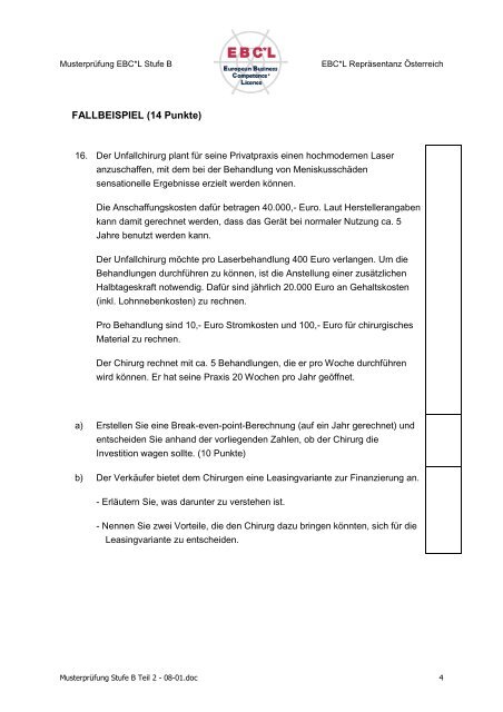 Musterprüfung Stufe B Teil 2 - 08-01 - WIFI Salzburg