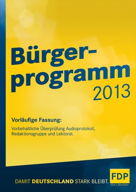 Bürgerprogramm 2013 - FDP