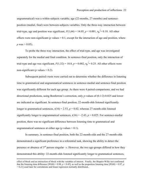 Perception and production of inflections 1 Sentence-position effects ...