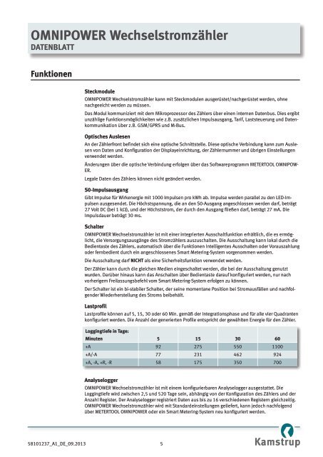 Datenblatt - kamstrup.de