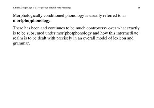 5. Morphology in Relation to Phonology